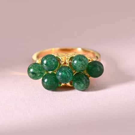 Green Aventurine 7 Stone Look Ring in 14K Yellow Gold Over Copper (Size 7.0) 5.30 ctw image number 1