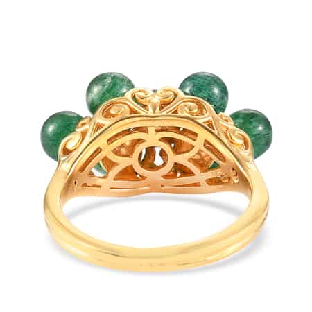 Green Aventurine 7 Stone Look Ring in 14K Yellow Gold Over Copper (Size 7.0) 5.30 ctw image number 4