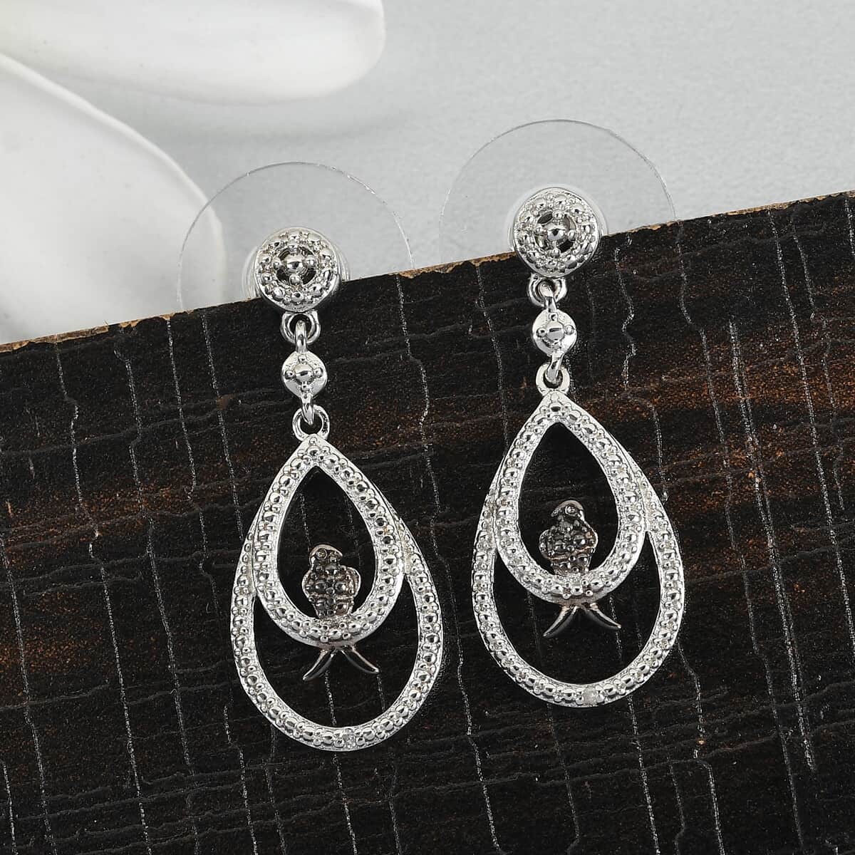 Karis Diamond Accent Dangle Earrings in Platinum Bond image number 1