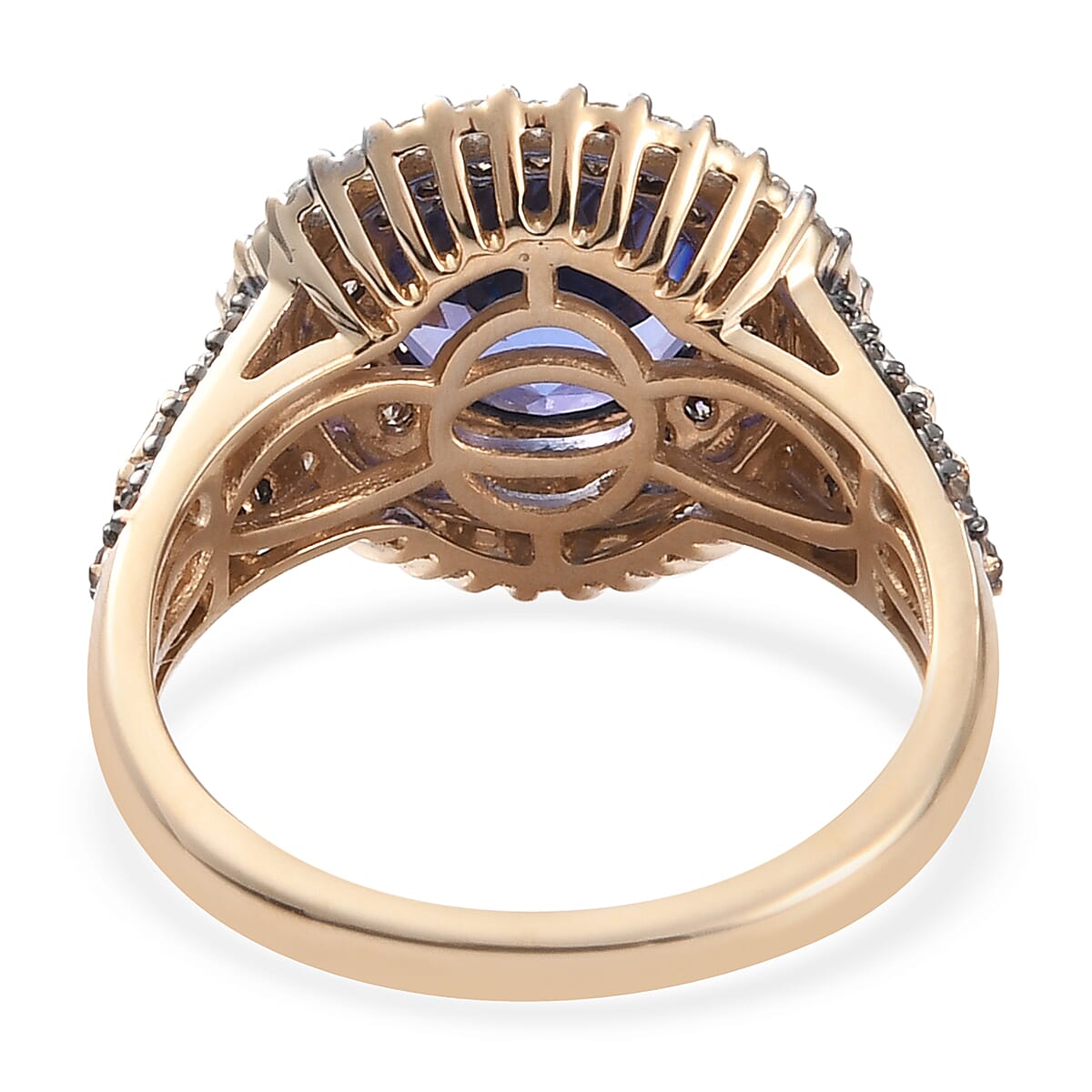 Luxoro 14K Yellow Gold AAA Tanzanite and Natural Champagne & White Diamond Ring (Size 6.0) 3.30 ctw