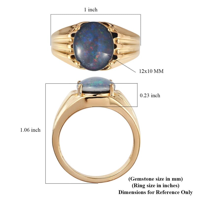 Boulder Opal Triplet Men's Ring in Vermeil Yellow Gold Over Sterling Silver (Size 10.0) 2.85 ctw