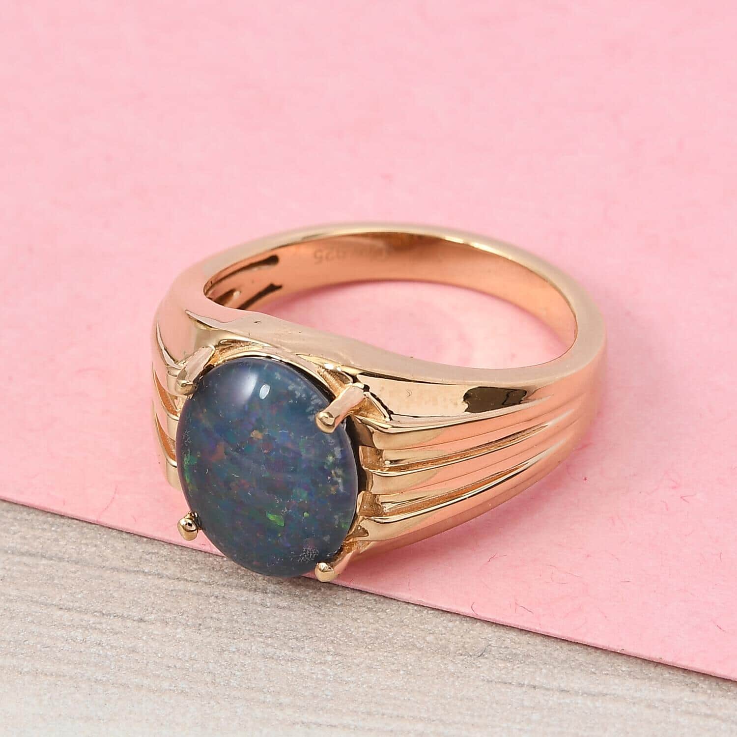 Australian boulder opal triplet popular men's ring