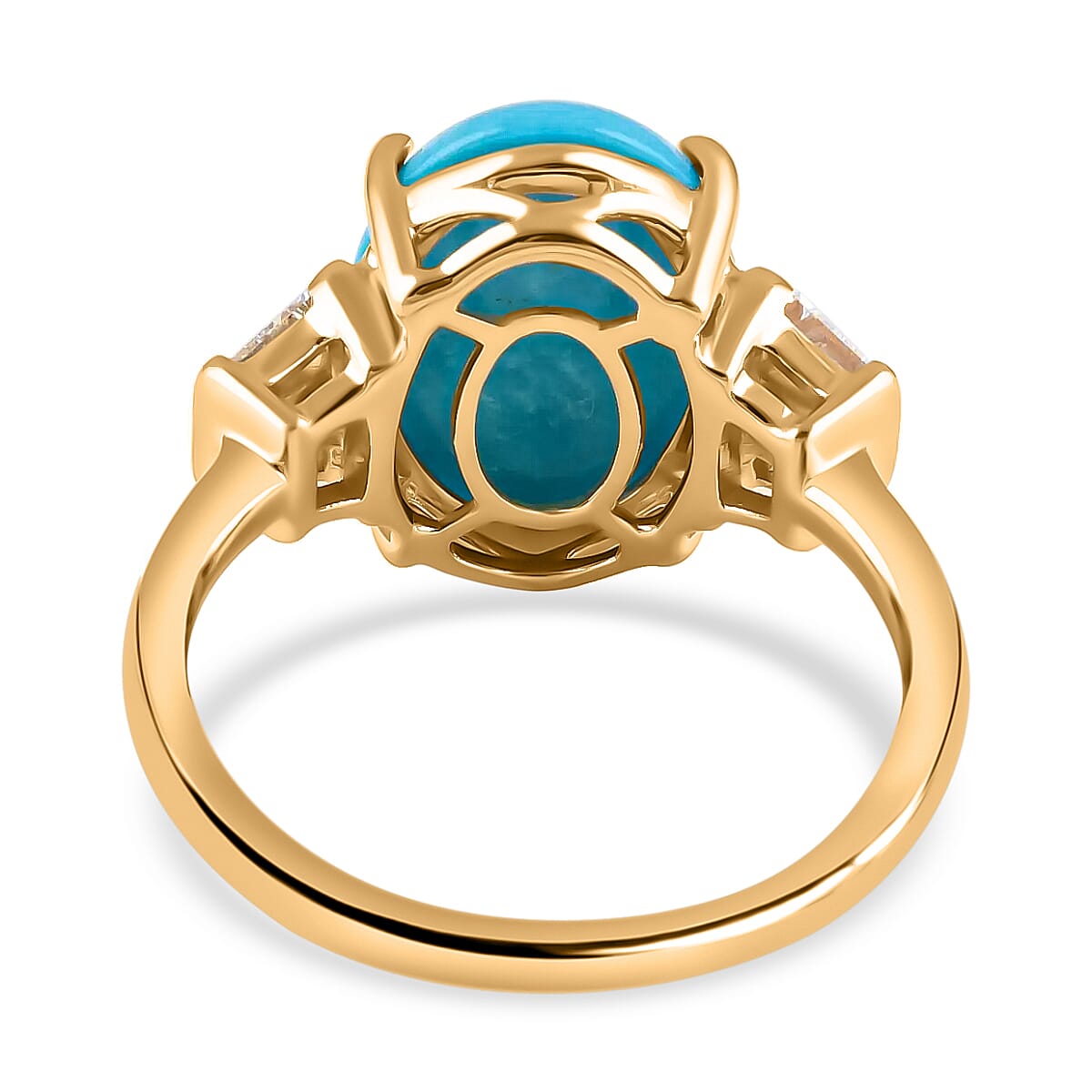 Iliana 18K Yellow Gold AAA Sleeping Beauty Turquoise and G-H SI Diamond Ring (Size 10.0) 5.10 Grams 4.30 ctw