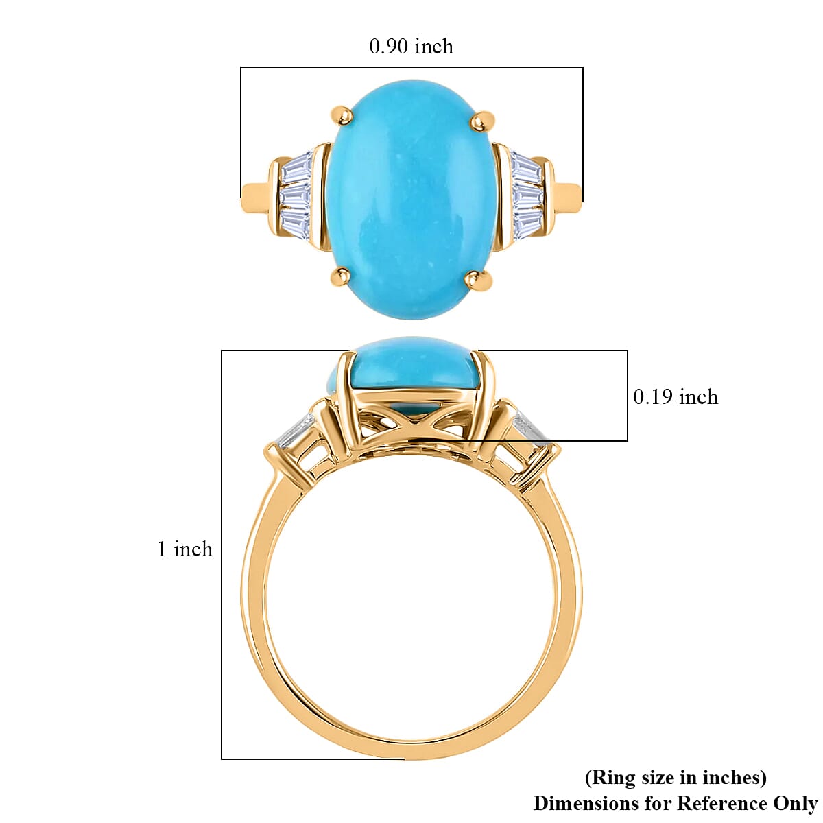Iliana 18K Yellow Gold AAA Sleeping Beauty Turquoise and G-H SI Diamond Ring (Size 10.0) 5.10 Grams 4.30 ctw