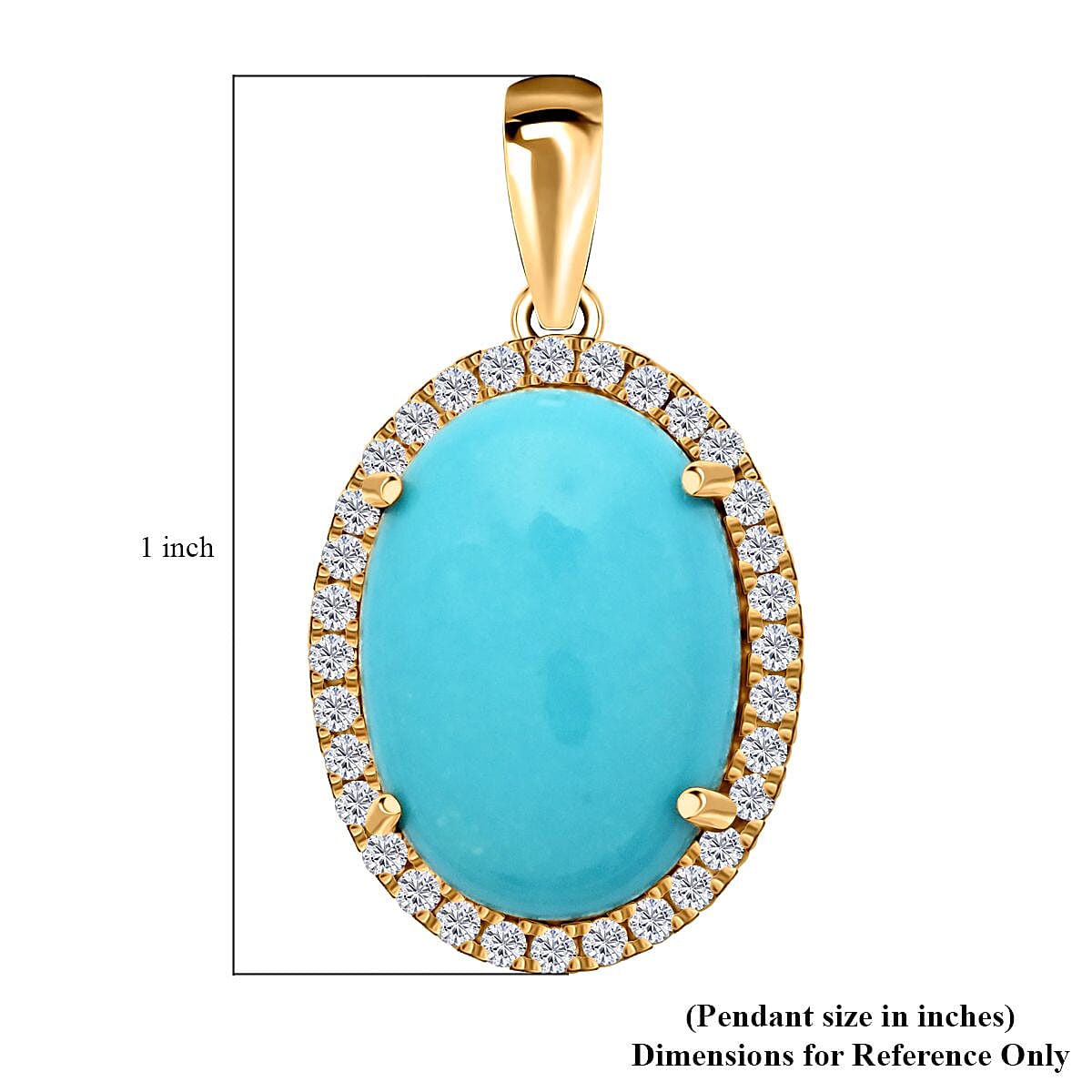 One Of A Kind Certified & Appraised 18K Yellow Gold AAA Sleeping Beauty Turquoise and SI Diamond Halo Pendant 4.30 ctw