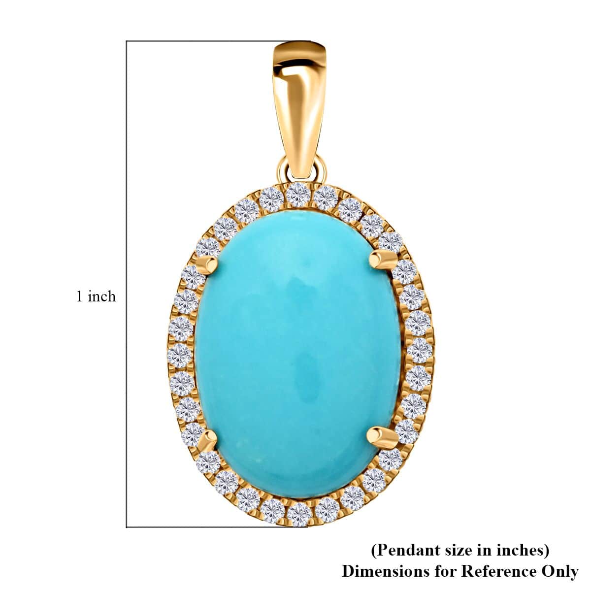 One Of A Kind Certified & Appraised 18K Yellow Gold AAA Sleeping Beauty Turquoise and SI Diamond Halo Pendant 4.30 ctw image number 4