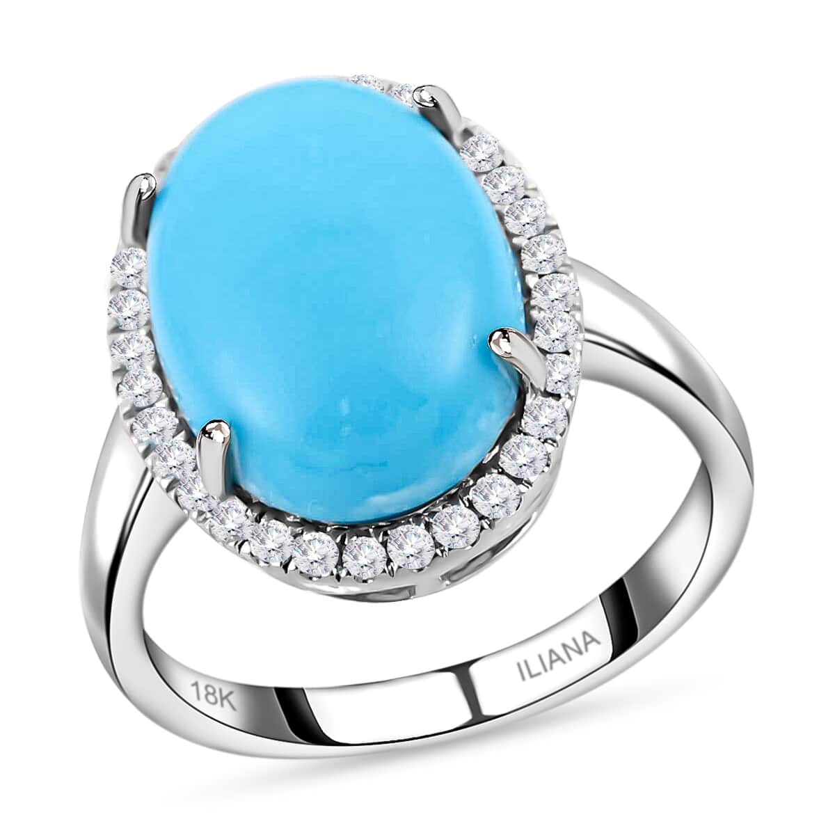 ILIANA 4.30 ctw AAA Natural Arizona Sleeping Beauty Turquoise and Diamond G-H SI Halo Ring in 18K White Gold 4.85 Grams image number 0
