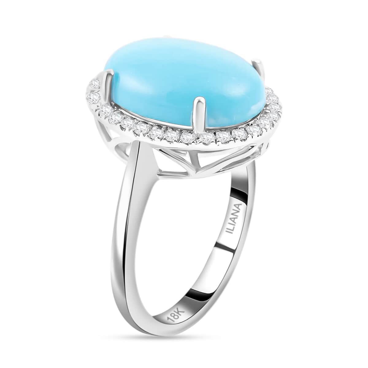 ILIANA 4.30 ctw AAA Natural Arizona Sleeping Beauty Turquoise and Diamond G-H SI Halo Ring in 18K White Gold 4.85 Grams image number 3