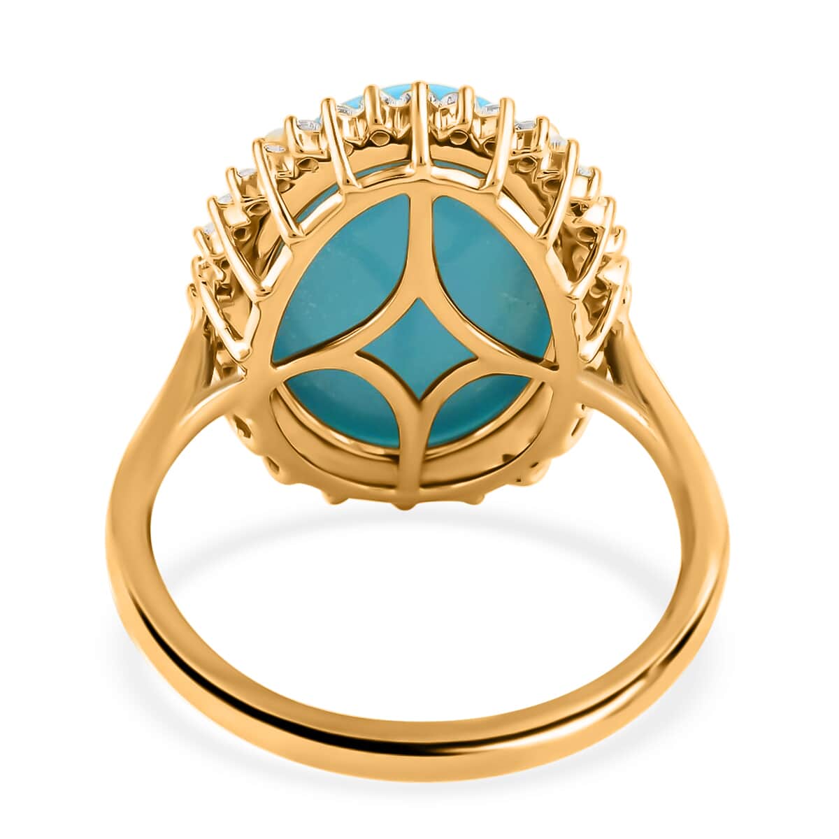 Iliana 18K Yellow Gold AAA Sleeping Beauty Turquoise and G-H SI Diamond Halo Ring (Size 10.0) 5.25 Grams 9.10 ctw image number 3