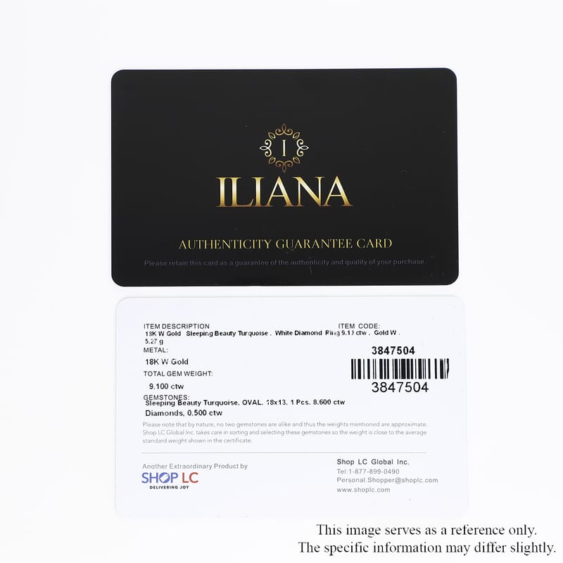 Certified and Appraised Iliana 18K White Gold AAA Sleeping Beauty Turquoise and G-H SI Diamond Ring (Size 6.0) 5.25 Grams 9.10 ctw