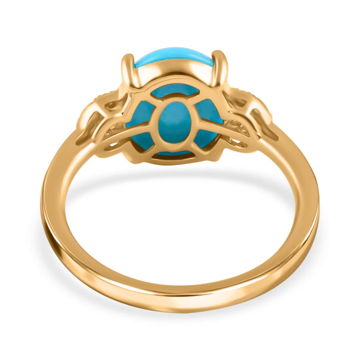 ILIANA 18K Yellow Gold AAA American Natural Sleeping Beauty Turquoise and G-H SI Diamond Ring 3.60 Grams 2.70 ctw image number 3