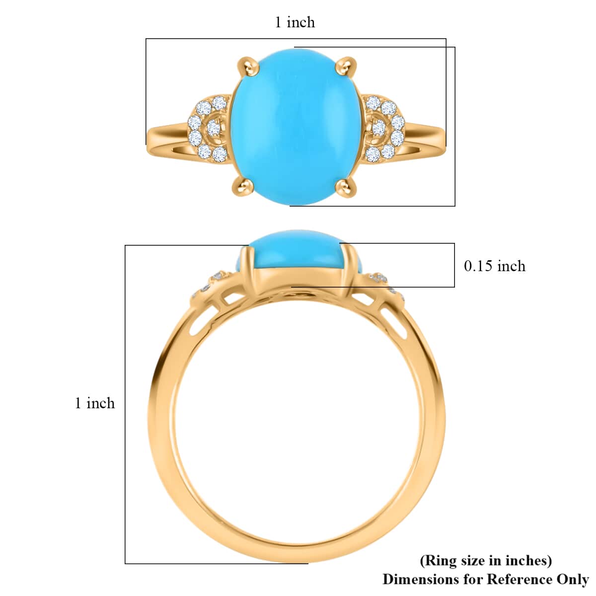 ILIANA 18K Yellow Gold AAA American Natural Sleeping Beauty Turquoise and G-H SI Diamond Ring 3.60 Grams 2.70 ctw image number 4