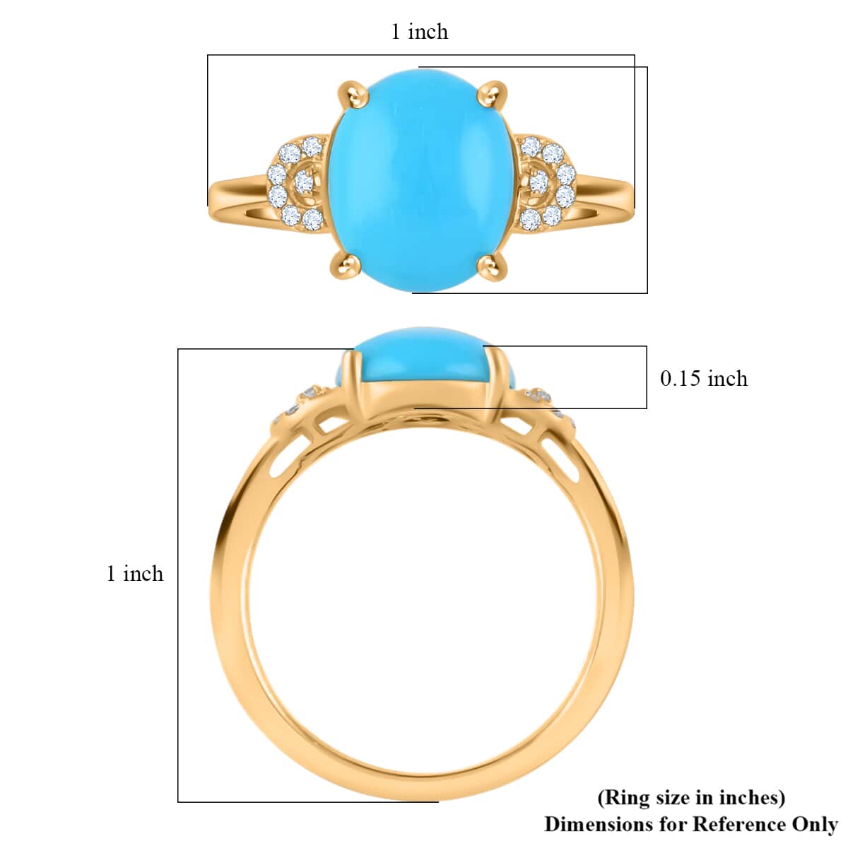 Iliana 18K Yellow Gold AAA Sleeping Beauty Turquoise and G-H SI Diamond Ring (Size 9.0) 2.70 ctw image number 4