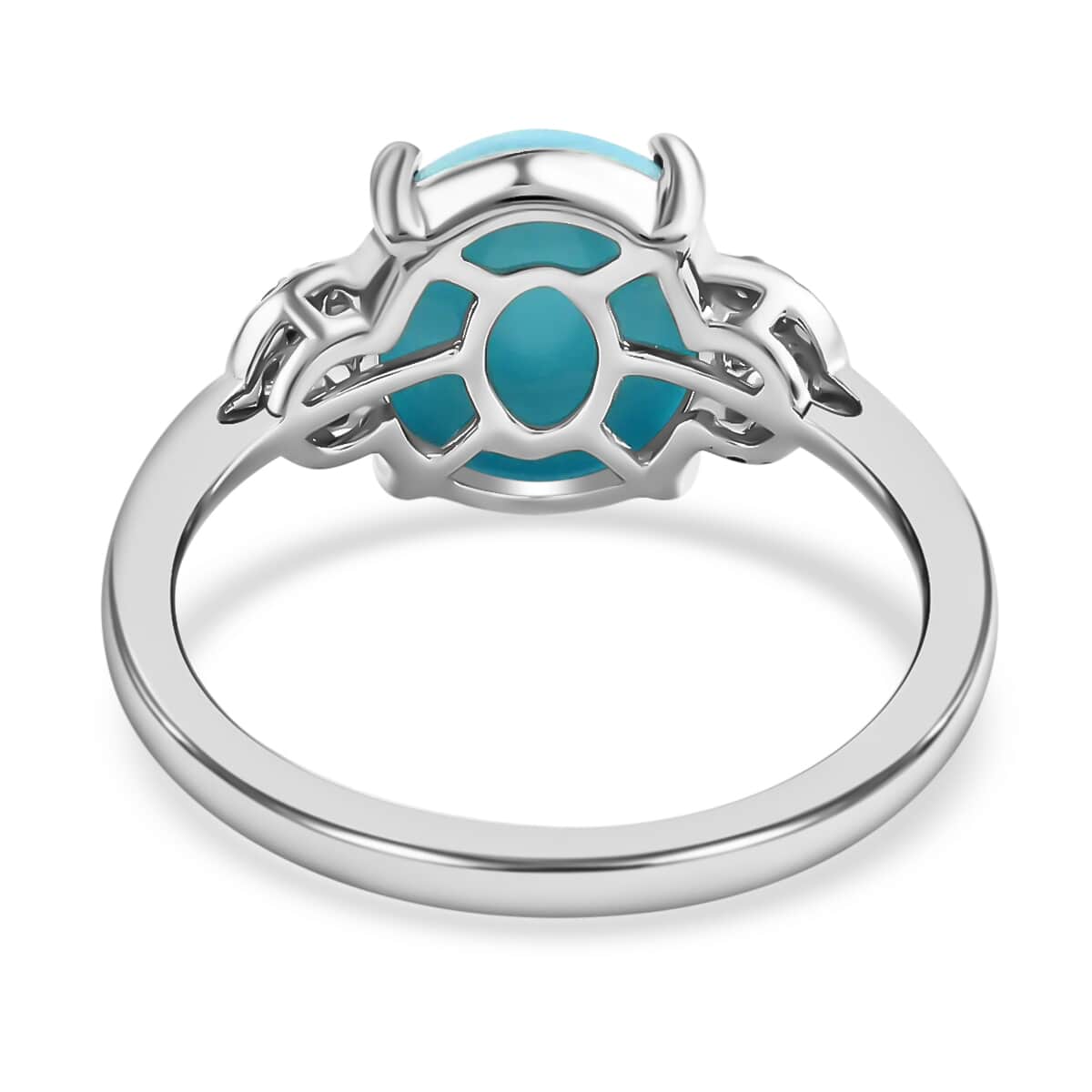 CERTIFIED ILIANA 18K White Gold AAA AMERICAN Natural Sleeping Beauty Turquoise and G-H SI Diamond Ring (Size 10.0) 3.60 Grams 2.70 ctw image number 3