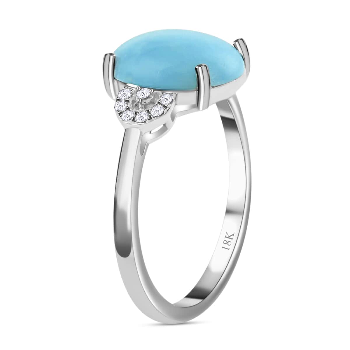 Certified Iliana 18K White Gold AAA Sleeping Beauty Turquoise and G-H SI Diamond Ring (Size 6.0) 2.70 ctw image number 3