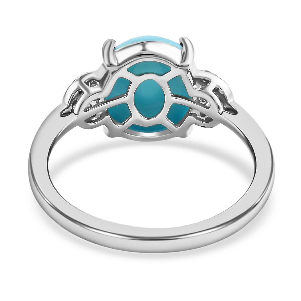 Certified Iliana 18K White Gold AAA Sleeping Beauty Turquoise and G-H SI Diamond Ring (Size 6.0) 2.70 ctw image number 4