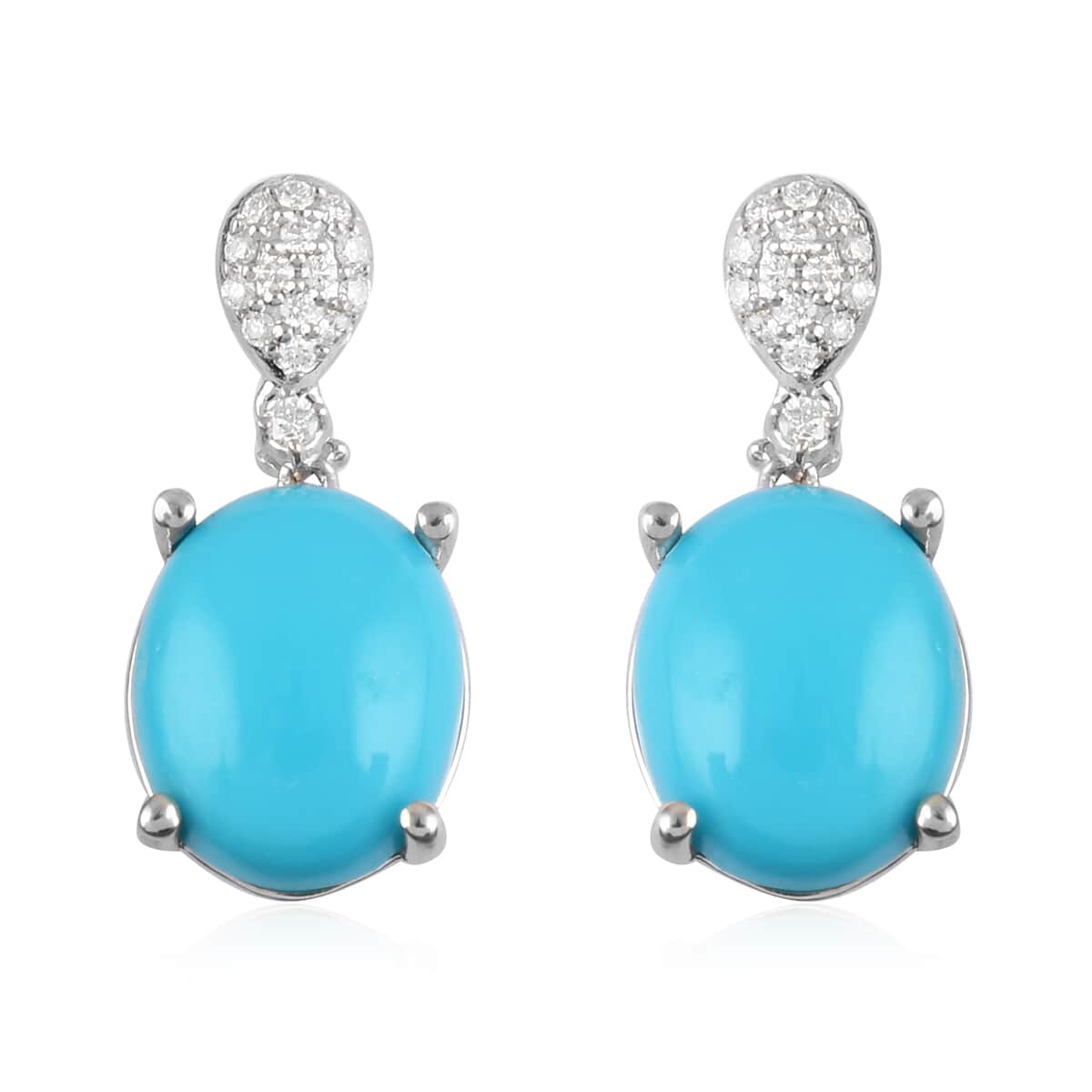 Iliana 18K White Gold AAA Sleeping Beauty Turquoise and G-H SI Diamond Dangle Earrings 4.25 ctw image number 0