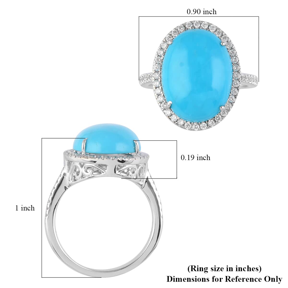 ILIANA 18K White Gold AAA Natural Arizona Sleeping Beauty Turquoise and Diamond G-H SI Ring 5.58 Grams 4.90 ctw image number 4