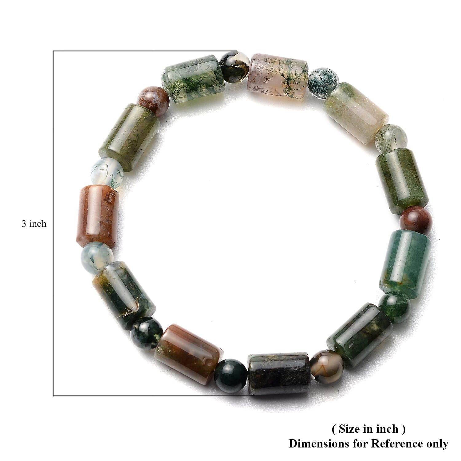 Indian Agate Barrel Shape and Beaded Stretch Bracelet 104.00 ctw