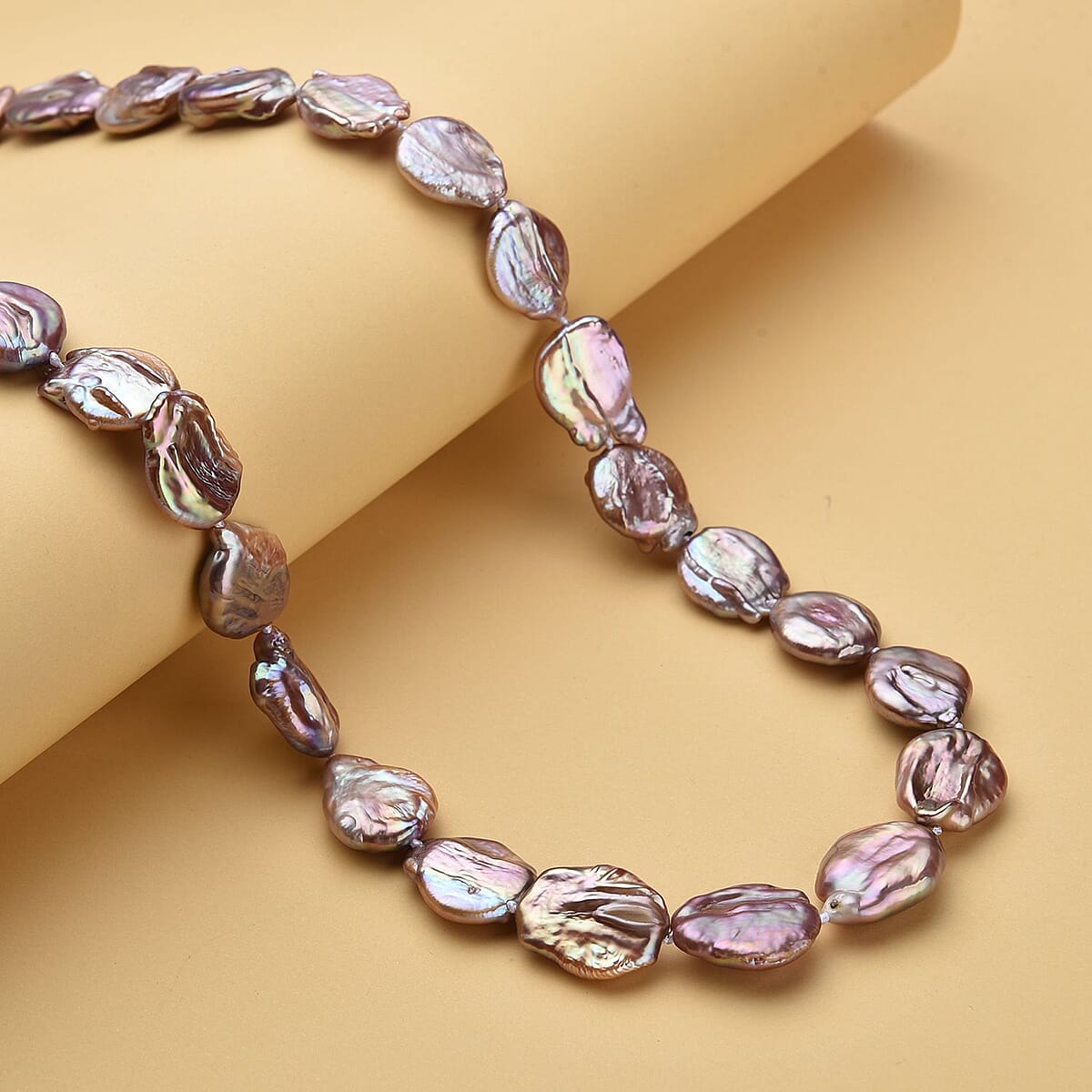 Multi Color Coin Freshwater Pearl Necklace 20 Inches in Sterling Silver image number 1