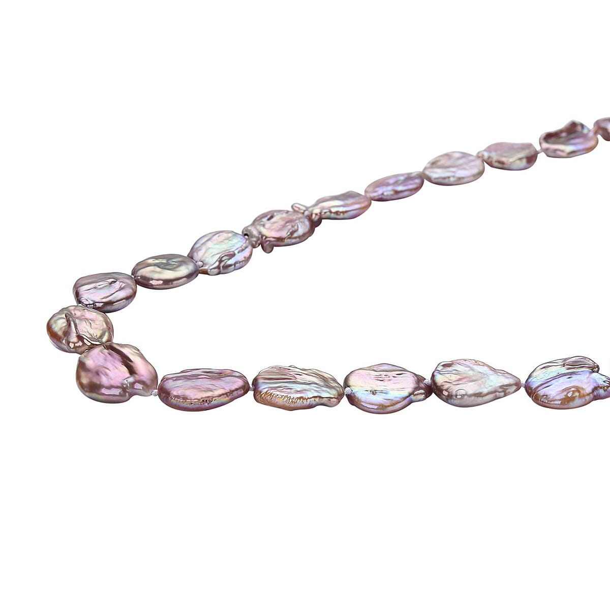 Multi Color Coin Freshwater Pearl Necklace 20 Inches in Sterling Silver image number 2