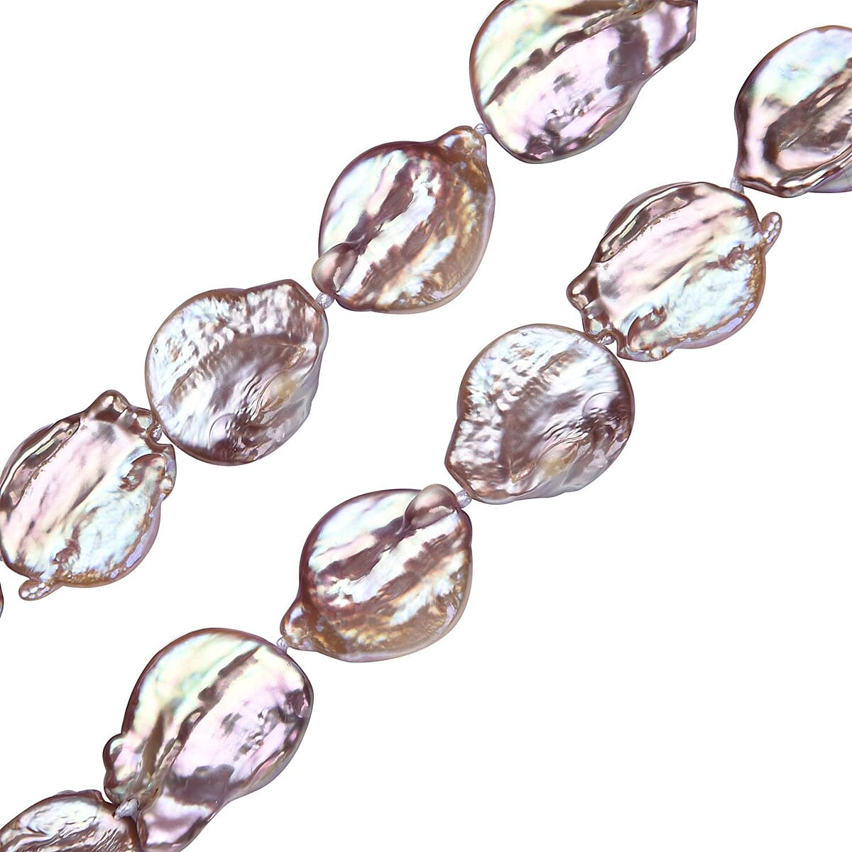 Multi Color Coin Freshwater Pearl Necklace 20 Inches in Sterling Silver image number 3