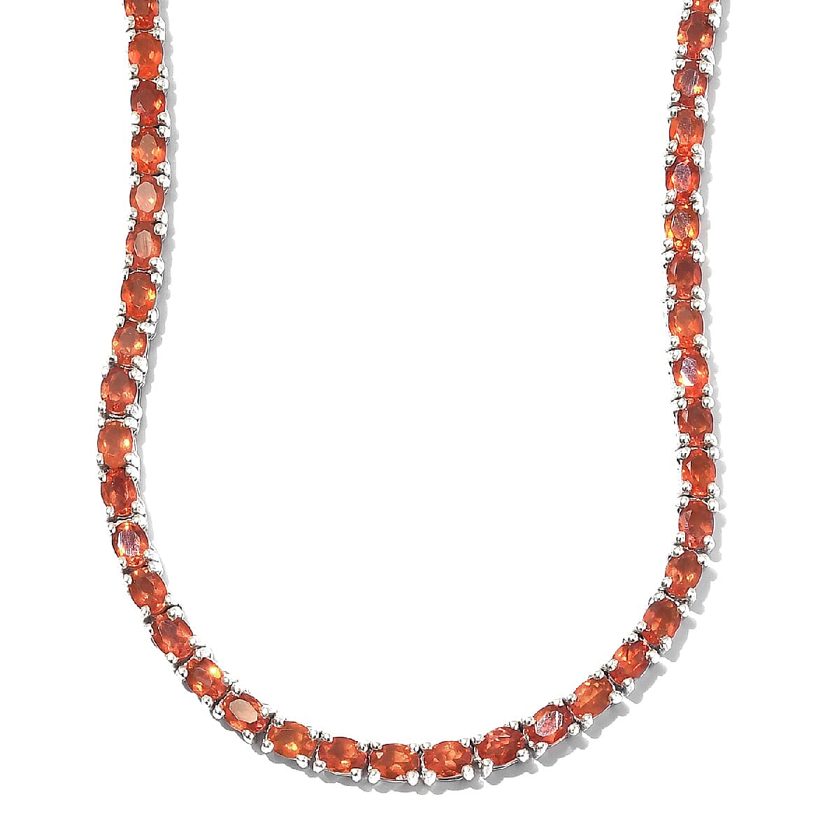 Crimson Fire Opal Tennis Necklace 18 Inches in Platinum Over Sterling Silver 11.50 ctw image number 3