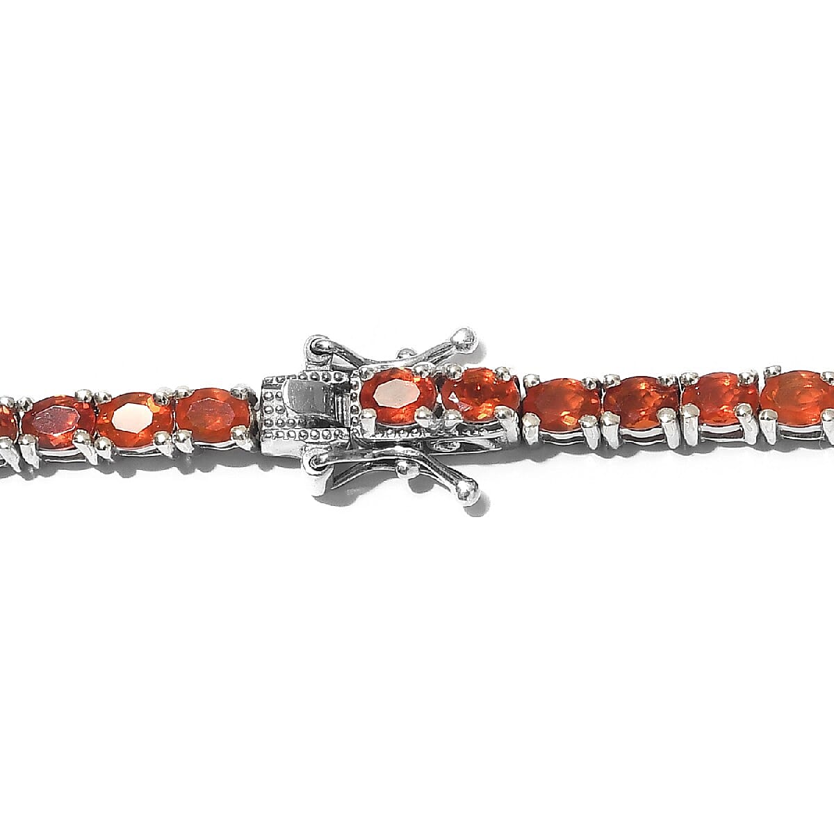 Crimson Fire Opal Tennis Necklace 18 Inches in Platinum Over Sterling Silver 11.50 ctw image number 4