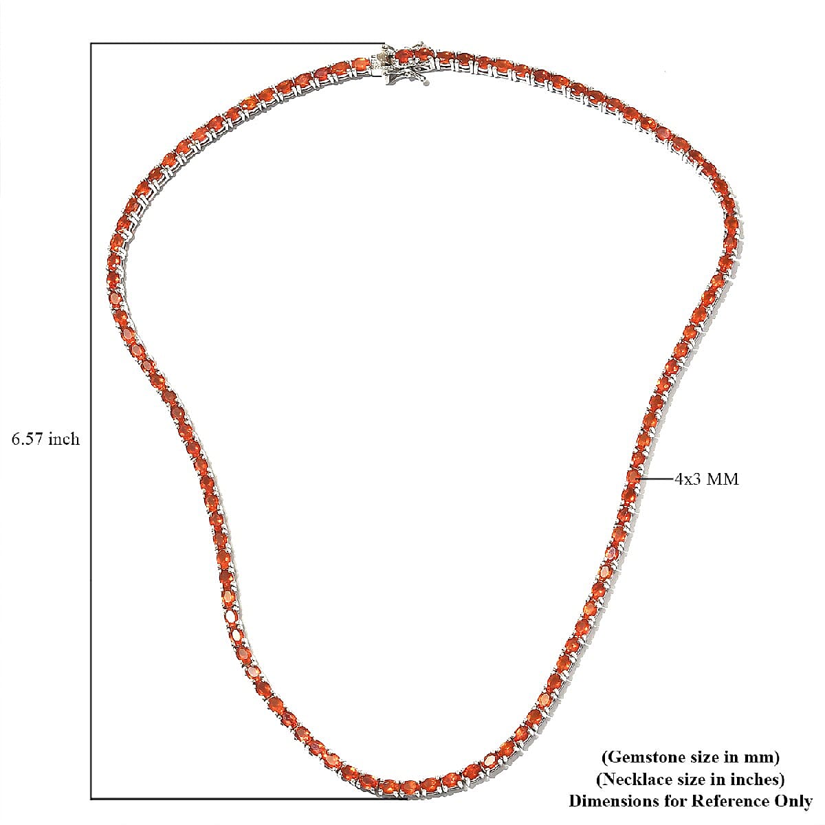 Crimson Fire Opal Tennis Necklace 18 Inches in Platinum Over Sterling Silver 11.50 ctw image number 5