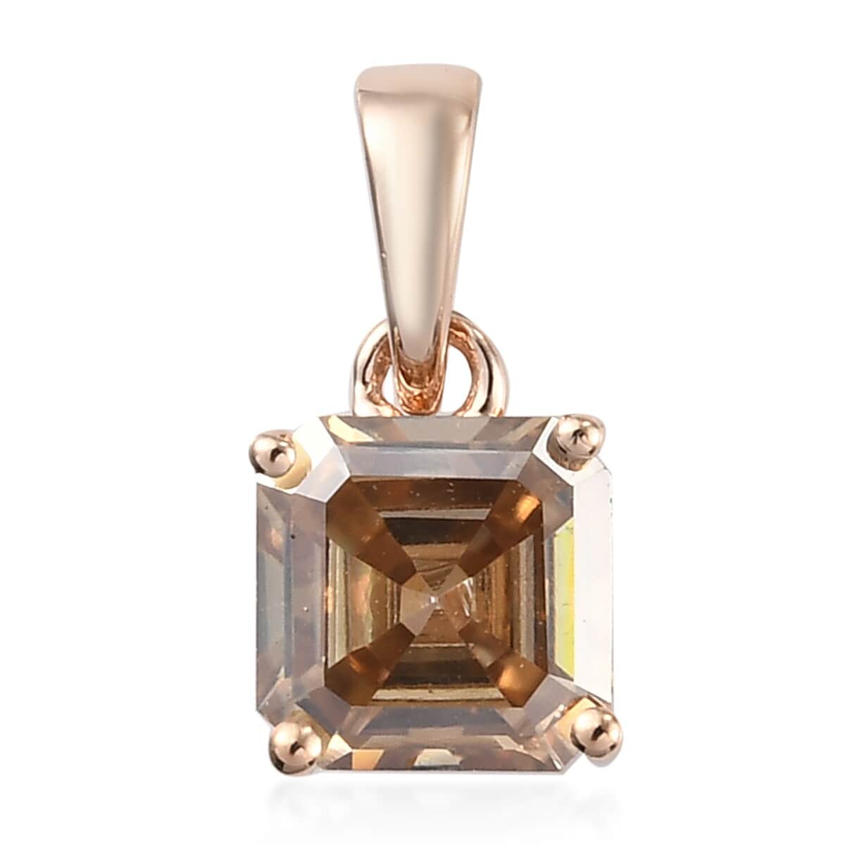 Luxoro 10K Rose Gold Champagne Moissanite Solitaire Pendant 1.65 ctw image number 0