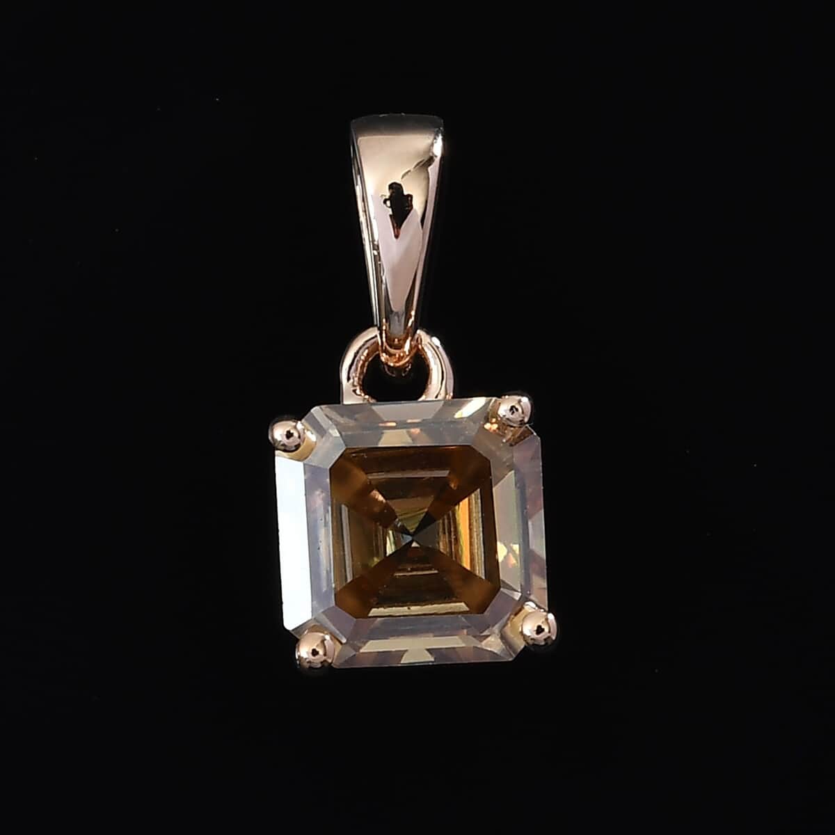Luxoro 10K Rose Gold Champagne Moissanite Solitaire Pendant 1.65 ctw image number 1