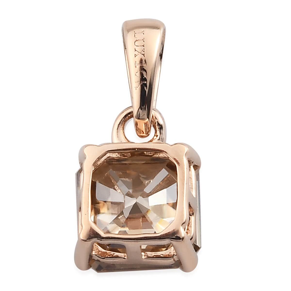 Luxoro 10K Rose Gold Champagne Moissanite Solitaire Pendant 1.65 ctw image number 3