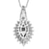 1.90 ctw Blue Moissanite and White Moissanite Cocktail Pendant Necklace 20 Inches in Platinum Over Sterling Silver image number 4