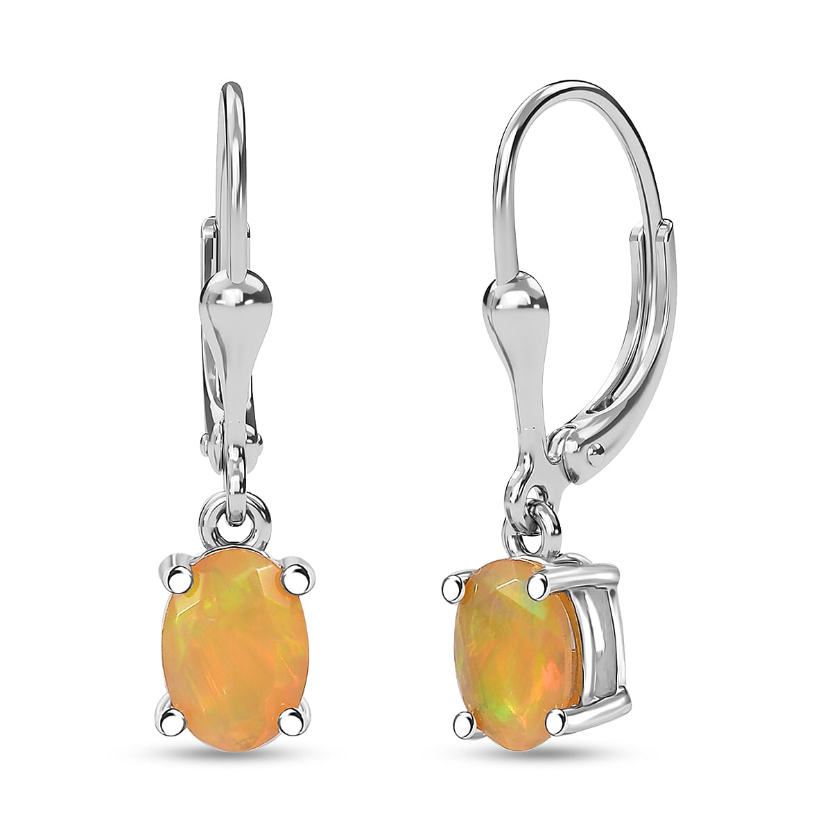 Premium Ethiopian Welo Opal 1.00 ctw Earrings in Platinum Over Sterling Silver