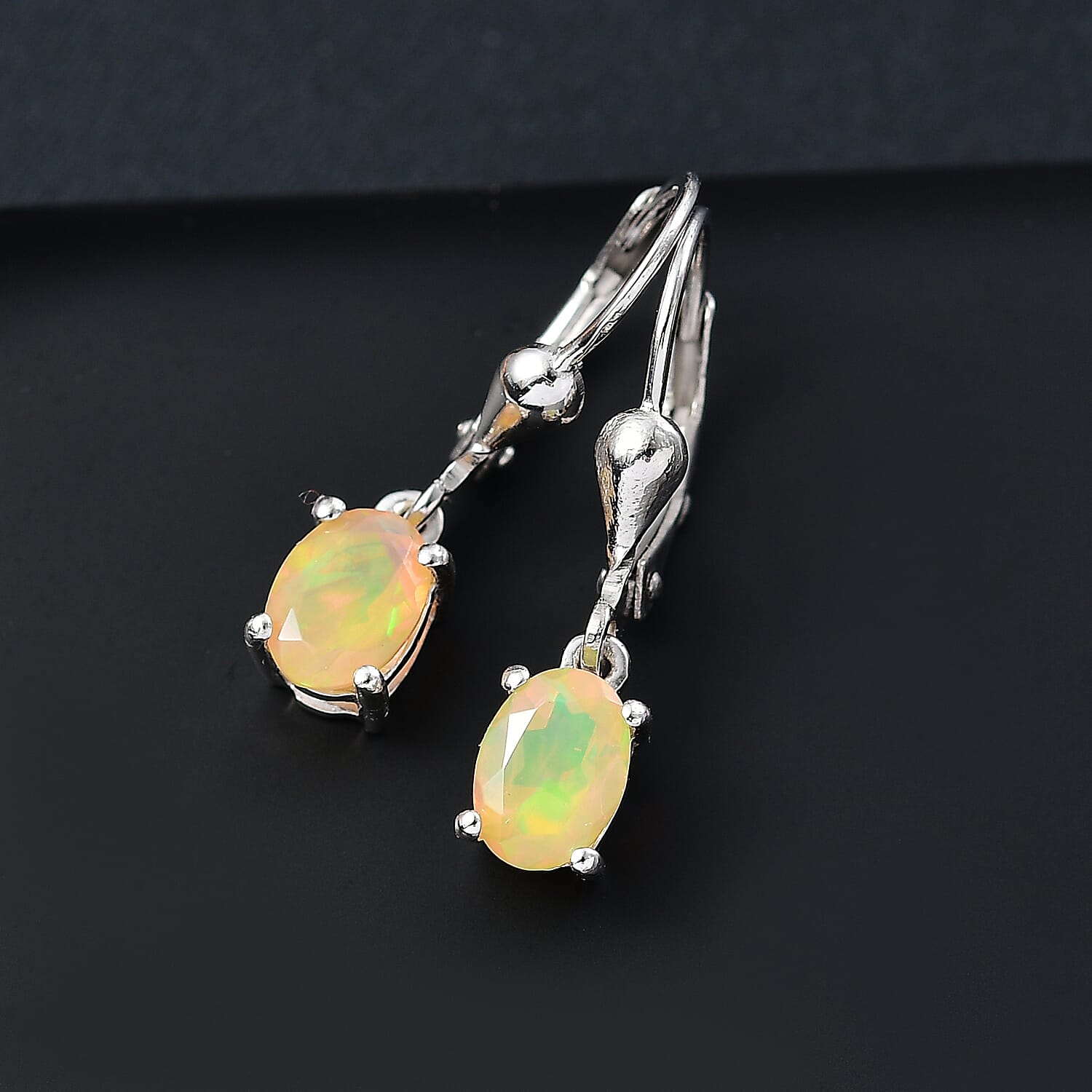 Premium Ethiopian Welo Opal 1.00 ctw Earrings in Platinum Over Sterling Silver