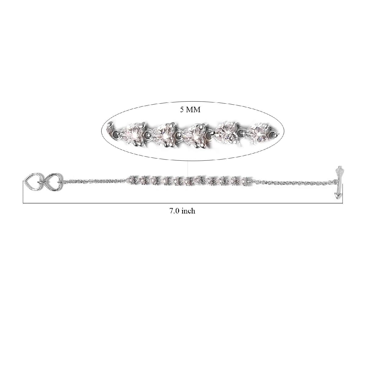 Lustro Stella Made with Finest CZ Bracelet in Platinum Over Sterling Silver (6.50 In) 8.75 ctw image number 4