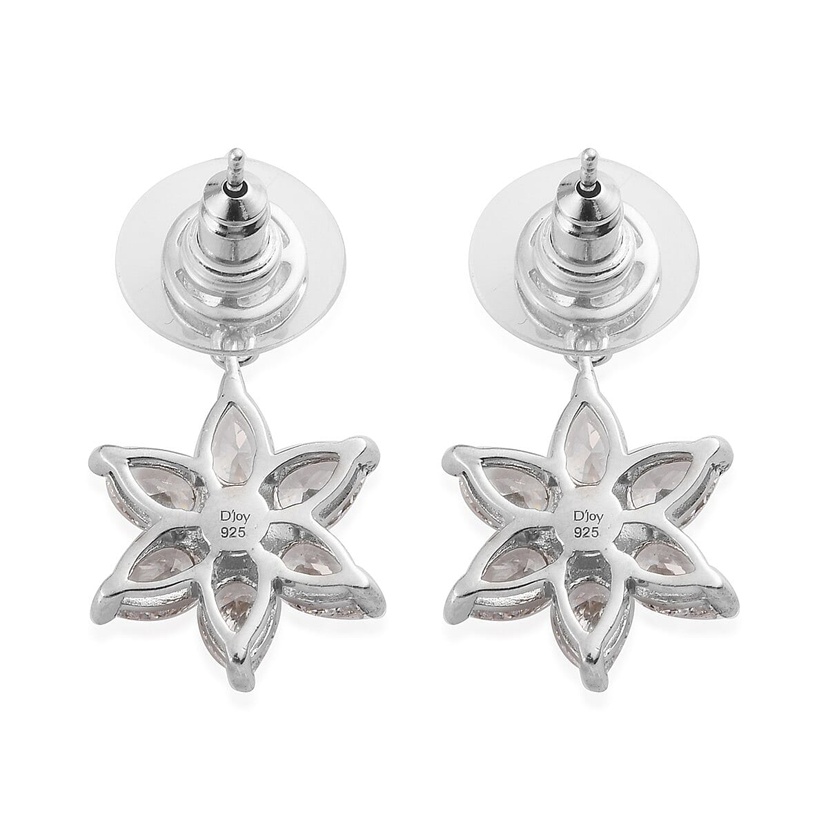 Lustro Stella Made with Finest CZ Dangle Earrings in Platinum Over Sterling Silver 11.10 ctw