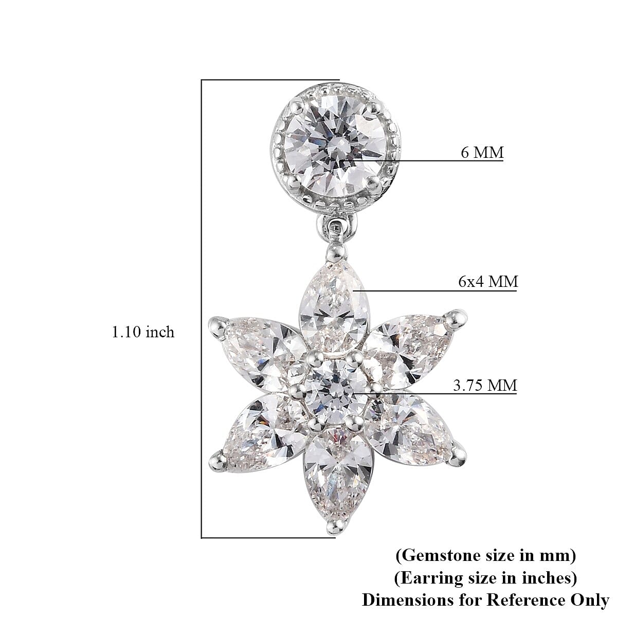 Lustro Stella Made with Finest CZ Dangle Earrings in Platinum Over Sterling Silver 11.10 ctw