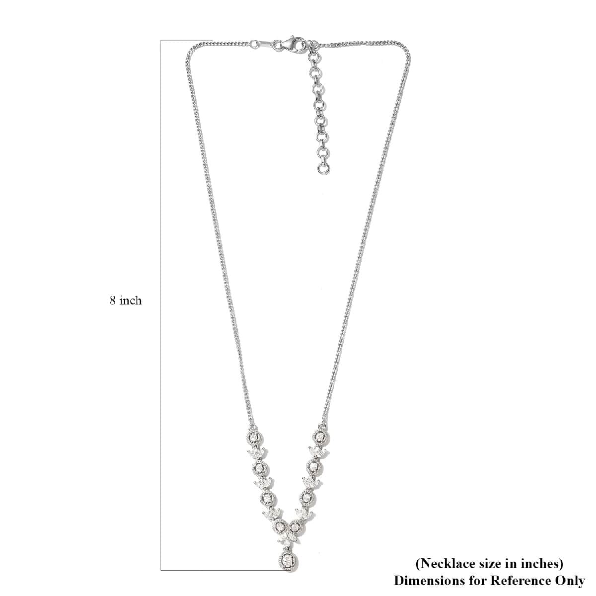 Lustro Stella Made with Finest CZ Cluster Necklace 18 Inches in Platinum Over Sterling Silver 3.25 ctw image number 5