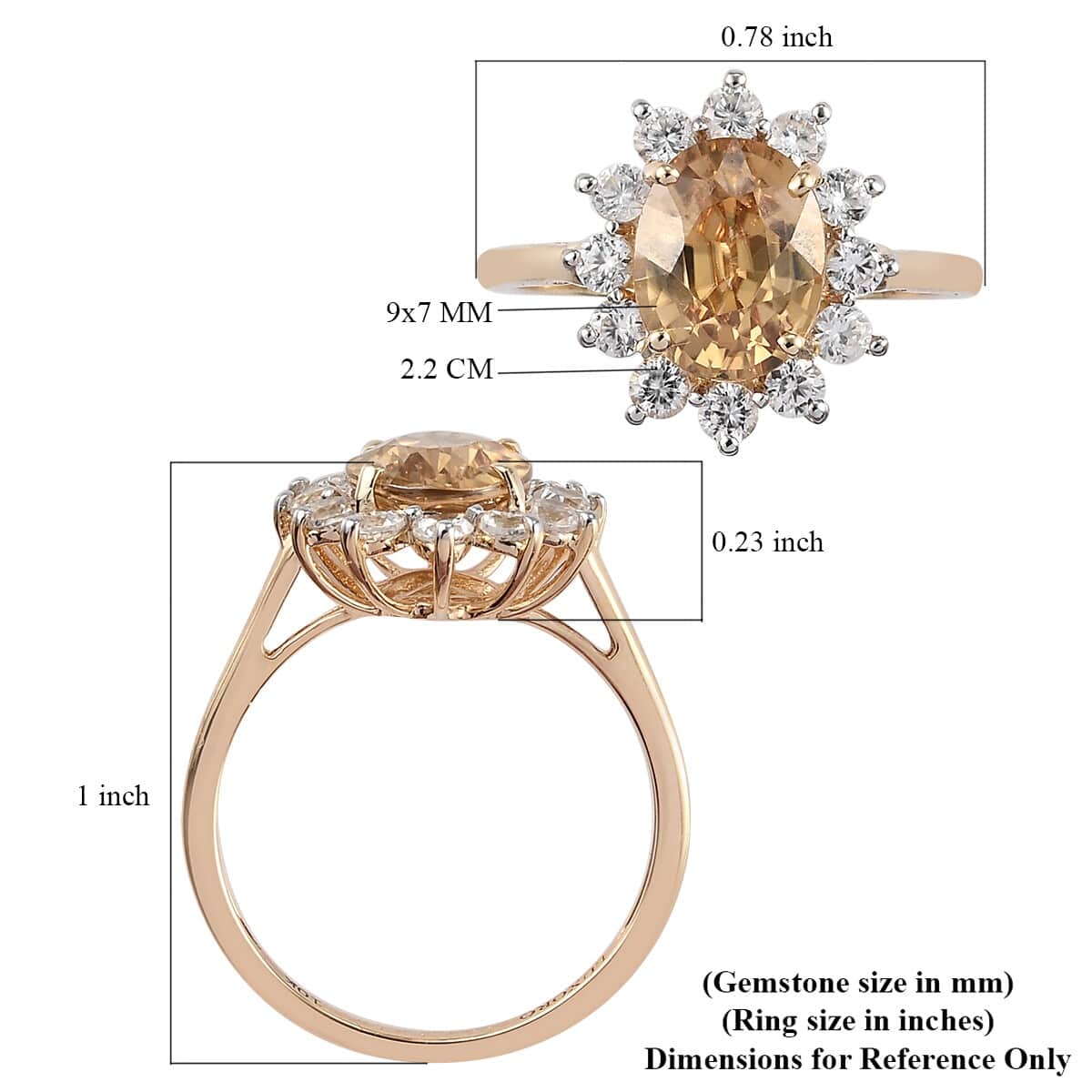 LUXORO 10K Yellow Gold Premium Canary Yellow Zircon and Natural White Zircon Flower Ring (Size 8.0) 3.80 ctw image number 5