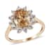 Luxoro 10K Yellow Gold Premium Canary Yellow Zircon and Natural White Zircon Flower Ring (Size 9.0) 3.80 ctw image number 0
