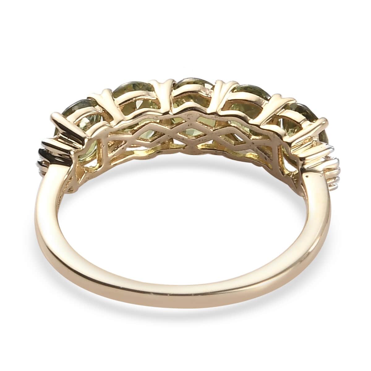 LUXORO Premium Natural Ambanja Demantoid Garnet and Diamond 5 Stone Ring in 10K Yellow Gold (Size 9.0) 2.25 ctw image number 4