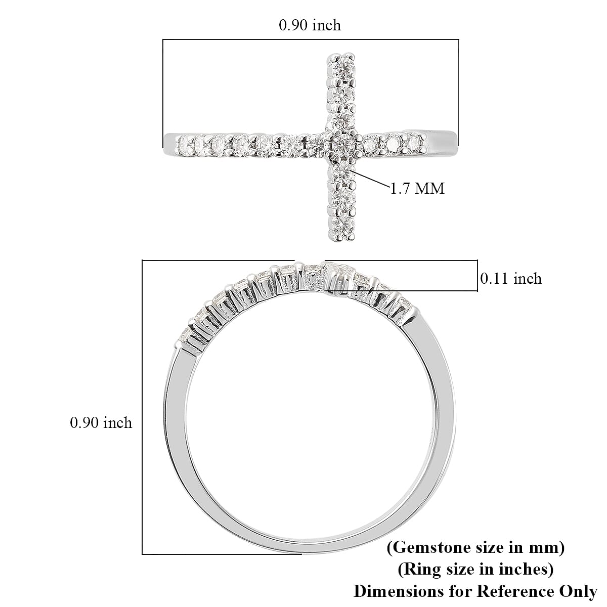 Moissanite Holy Cross Ring in Rhodium Over Sterling Silver (Size 7.0) 0.35 ctw image number 5