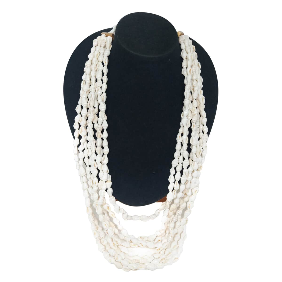 White Shell Pearl and Coconut Shell, Wood Spacer Multi Layered and Beaded Necklace 26 Inches with 15mm Lock image number 0