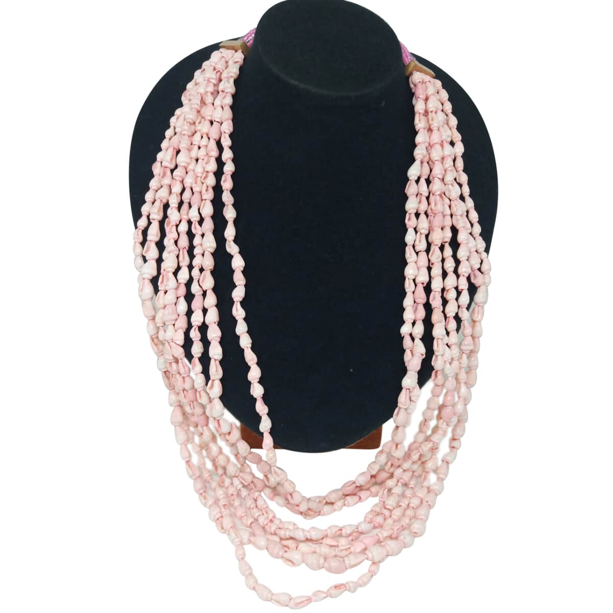 Pink Shell Pearl and Coconut Shell, Wood Spacer Multi Layered and Beaded Necklace 26 Inches with 15mm Lock image number 0