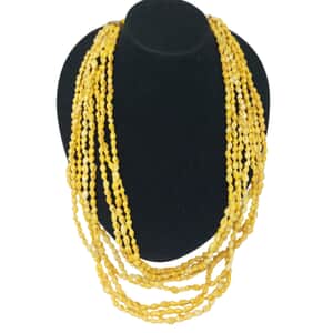 Golden Shell Pearl and Coconut Shell, Wood Spacer Multi Layered and Beaded Necklace 26 Inches with 15mm Lock