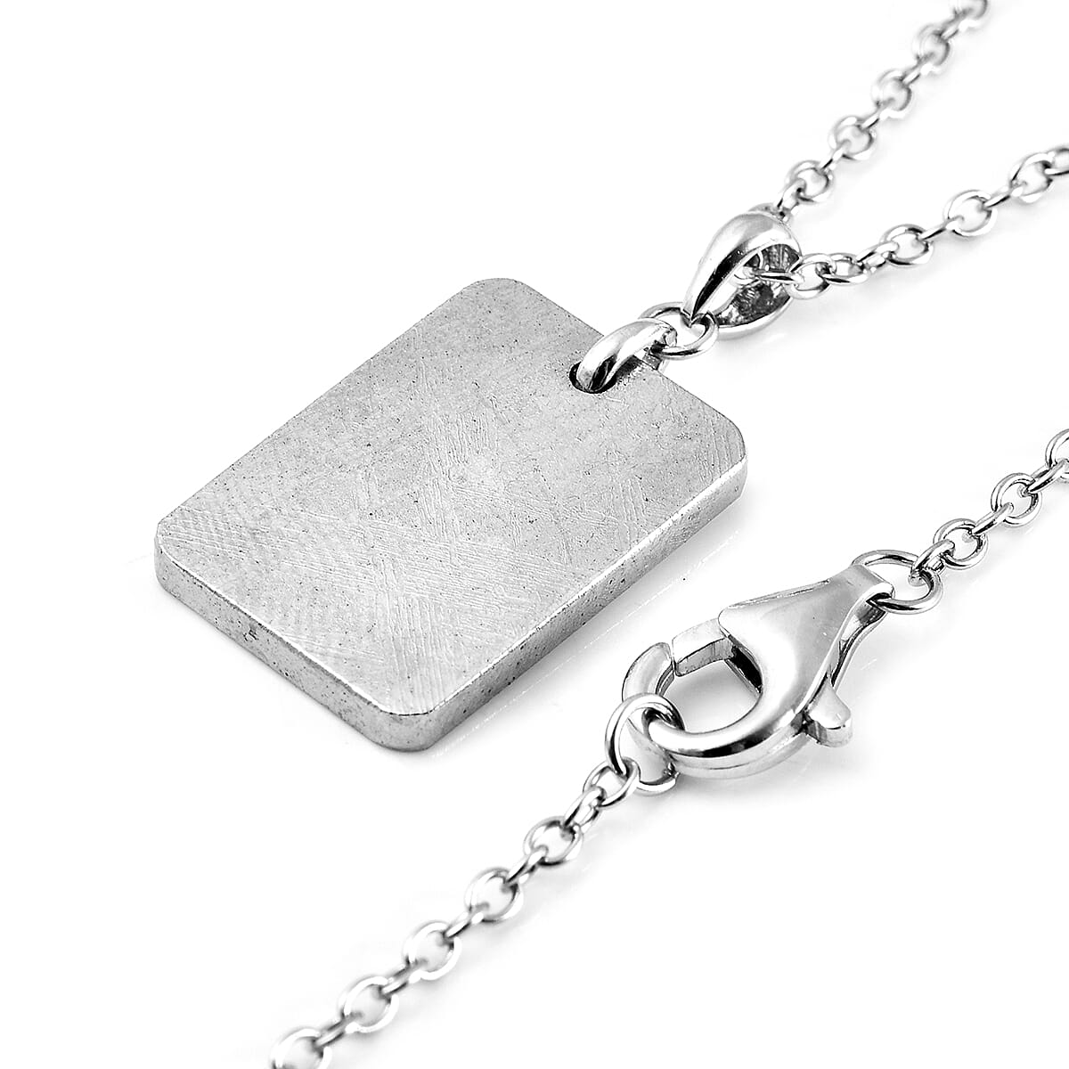 Marvelous Meteorite (Cush 18x13 mm) Pendant Necklace (24 Inches) in Rhodium Over Sterling Silver