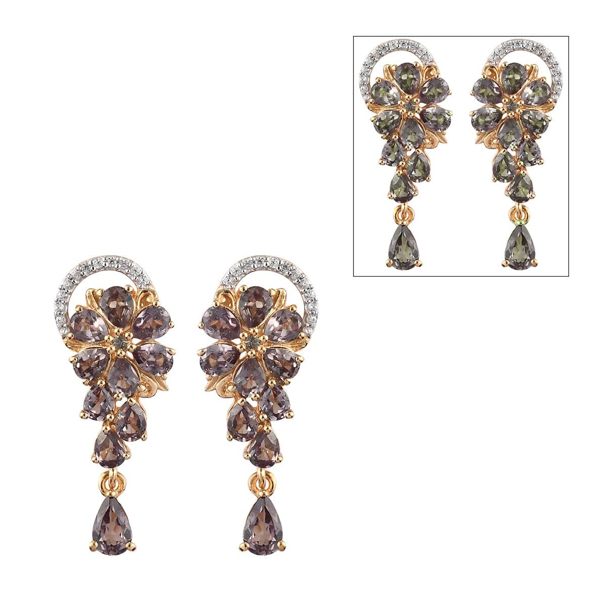 Natural Merelani Color Change Garnet and Zircon Earrings in Vermeil Yellow Gold Over Sterling Silver 4.00 ctw image number 0