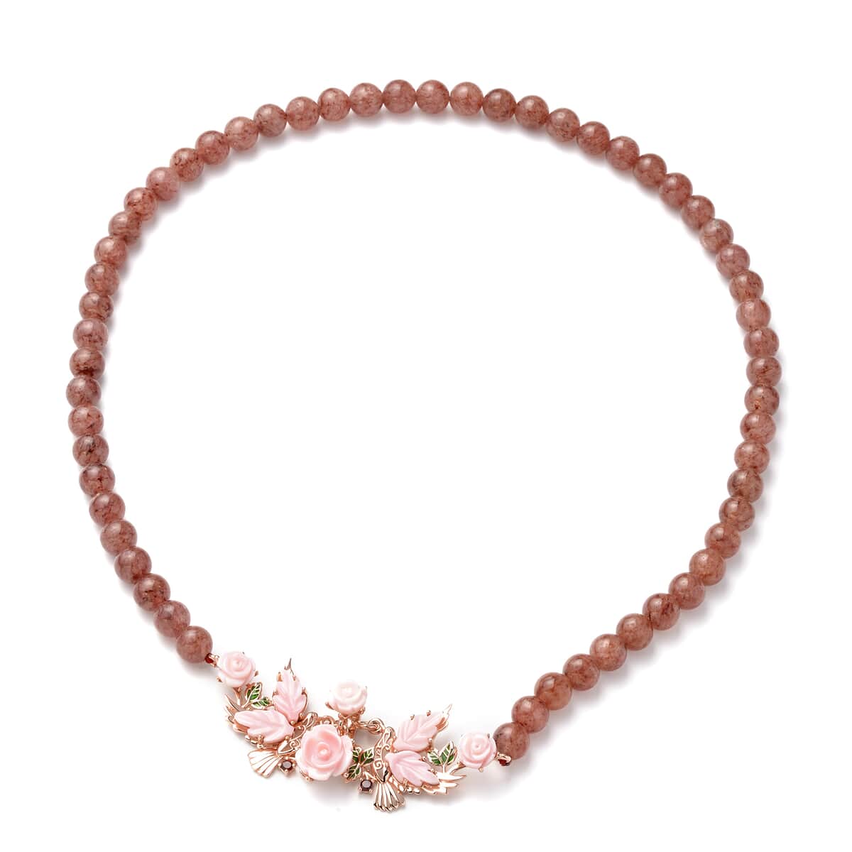 Jardin Collection Pink Mother Of Pearl and Multi Gemstone Beaded Necklace 20 Inches in Vermeil RG Over Sterling Silver 202.75 ctw image number 0