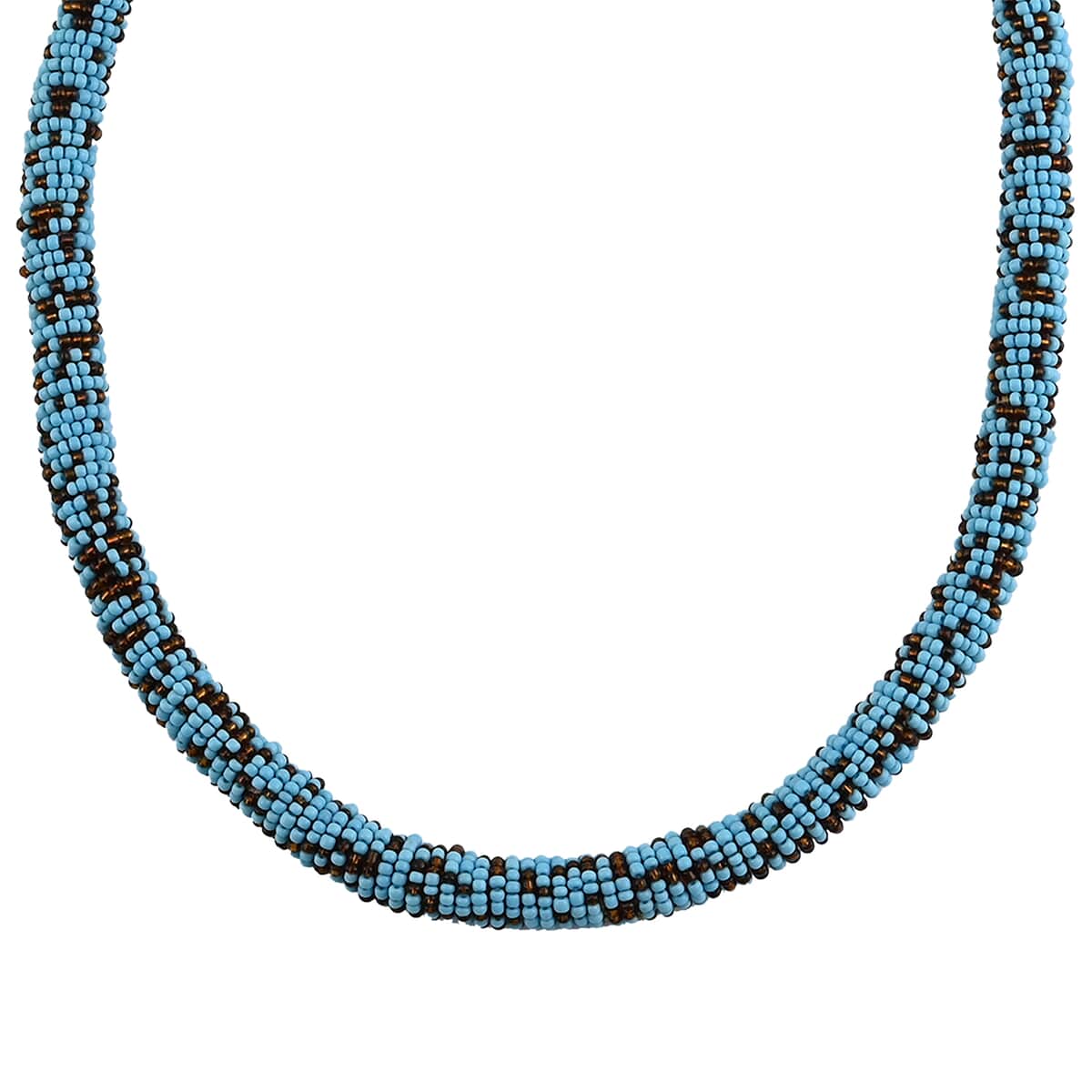 Simulated Turquoise Color Pearl and Coconut Shell Necklace 25 Inches image number 1